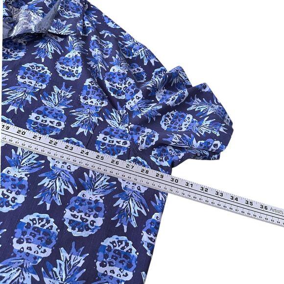 Tommy Bahama Shirt Mens 3XL XXXL Blue Pineapple Party Camp Silk Short Sleeve - Picture 9 of 11
